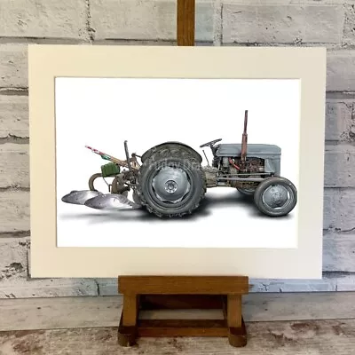 £14.95 • Buy Ferguson TE20 Tractor Plough Mounted Art Poster Grey Fergie Fathers Day Gift