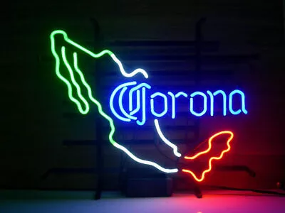 Corona Mexico Map Glass Neon Light Sign 19 X15  Tiki Bar Pub Wall Decor Artwork • $192.50