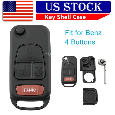 Remote Car Key Fob Shell Case Flip Blade For 1997 1998 1999 2000 C230 4 Buttons • $9.28