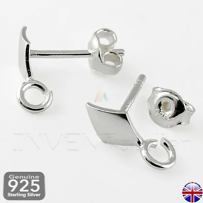 925 STERLING SILVER DIAMOND EARRING STUD POST Open Ring FOR JEWELLERY MAKING 425 • £3.99