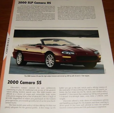 ★★2000 Chevy Camaro Ss & Slp Rs Specs Info Photo 00 5.7 Convertible★★ • $5.99