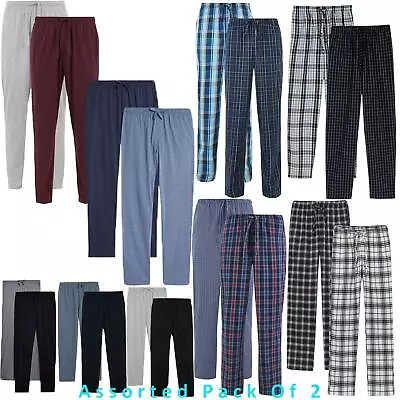 2 Pack M&S Mens Brushed Fleece Pyjama Check Flannel Bottoms Cotton PJ's Trousers • £13.99