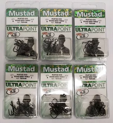 36-Mustad KVD Round Bend Treble # 1 BN 1X Strong 6 Packs Of 6 Ea  TR78NP-BN • $11.99