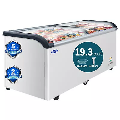 71'' Curved Glass Top Display Chest Freezer Commercial Ice Cream 19.3 Cu.ft. • $1299.99