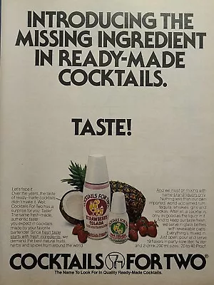 Vintage Print Ad 1980 Cocktails For Two Ready-Made Drinks Bar Decor **See Descr* • $10.77