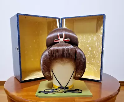 Vintage Japanese Traditional GEISHA WIG HAIR PIECE Costume Katsura Case Used • $180