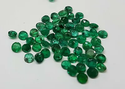 $74.99 • Buy 3.4-3.6mm Natural Loose Round Green Emeralds 2cts 12pc Brazil Origin Transparemt