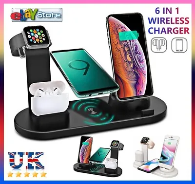 6 In 1 Wireless Charger Stand Charging Dock Station For IPhone /Samsung /iWatch • £13.84