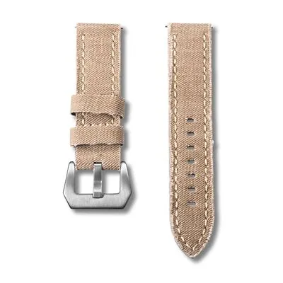 Canvas Watch Bands Quick Release Denim Blue Watch Straps Matt Steel Buckle • $52.99