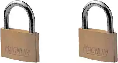 Pack Of 2 Master Lock Magnum Small Padlock With Brass Steel Body And Secure Keys • £3.90