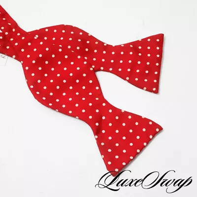 #1 MENSWEAR Vintage J. Press Made England Cherry Red Pink Pois Spot Silk Bow Tie • $9.99