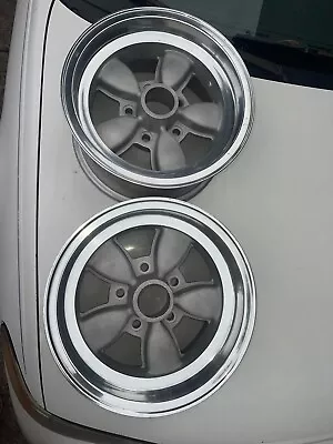 VINTAGE PAIR 14x7 200S DAISY WHEELS CHEVY BOLT PATTERN NICE REFURBISHED • $399.99