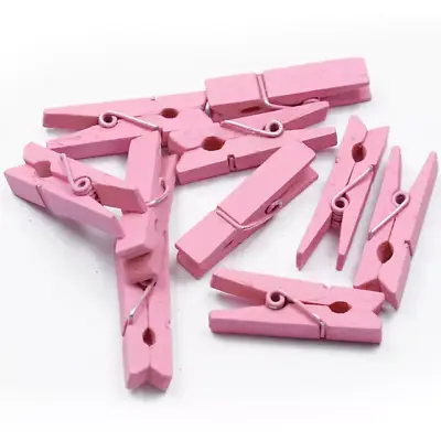 Large Clothes Pegs 7.2cm Pink Colours Wooden Peg Clip Clamp Wood 40 Pack • £12.99