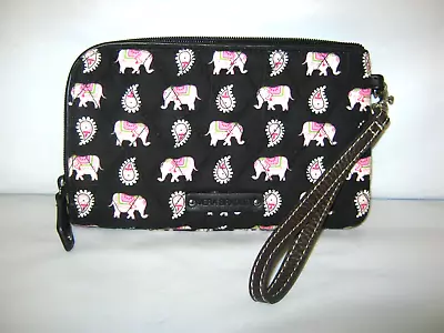 Vera Bradley Zip Zip Wristlet Wallet Pink Elephants 7 X 4.5 Excellent Condition • $14.95