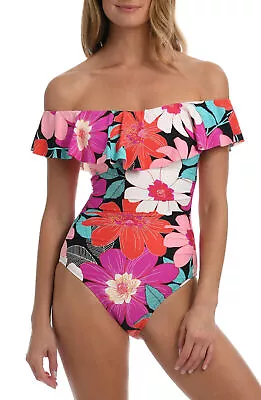 One Piece Swimsuit Off Shoulder Floral Multicolor Size 6 LA BLANCA $135 - NWT • $29.99