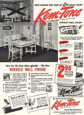 1942 Kem-Tone: Miracle Wall Finish Vintage Print Ad • $8.75