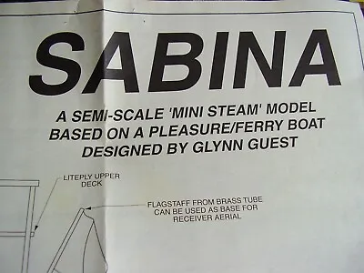 £5.50 • Buy Original Model Boat Plan Sabina Mini Steam Pleasure Ferry Boat 2003 Free Uk Post