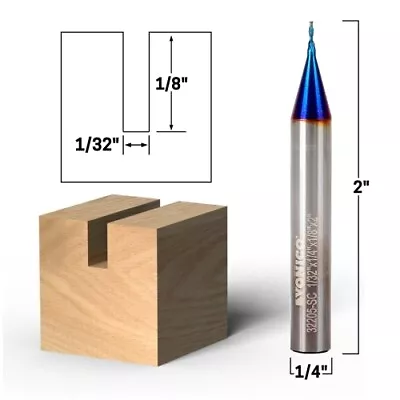 1/32  2 Flute Downcut Spiral End Mill CNC Router Bit 1/4  Shank Yonico 32205-SC • $21.95