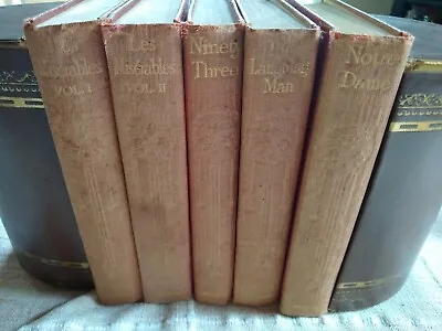 VICTOR HUGO RED ANTIQUE 5 BOOK SET LES MISERABLES 1900s LOT NOTRE DAME NELSON  • $50