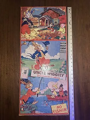 Vintage Uncle Wiggly Puzzles Three Mounted Wall Art Milton Bradley • $20