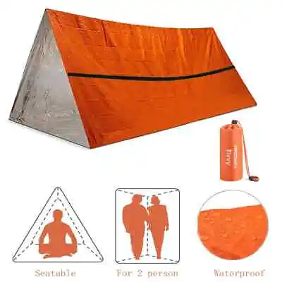 2 Person Emergency Shelter Bivy Survival Tent Kit Mylar Tube Tent Sleeping Bag • $35.24