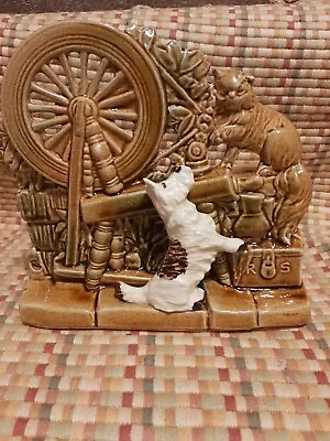 McCoy Planter Vintage 1950's Spinning Wheel With Scottie Dog And Pershian Cat • $45