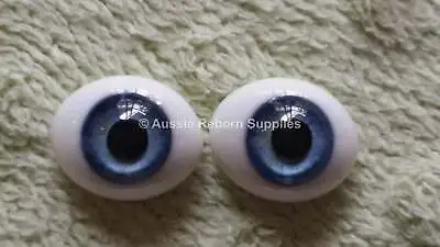 18mm Sky Blue Oval Glass Eyes Reborn Baby Doll Making Supplies • $20.95