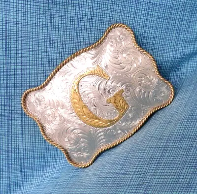 G Belt Buckle Fancy Western Initial G Monogram Vtg Award Design Medals   .SHY016 • $89.99