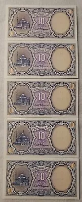 Egypt 10 Piasters L 1940 P 189 Unc Bundle Of (5 Pcs) Purple It# Z-10 • $4.99