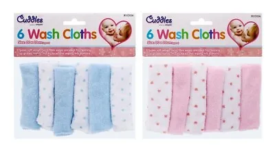 6 Soft Baby Face Wash Cloths Towel Flannel Machine Wash 0 Months + 20x20 Cm • £3.49