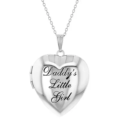 Silver Tone  Daddy's Little Girl  Photo Locket Girls Heart Pendant Necklace 19  • $9.99