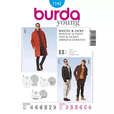 Burda SEWING PATTERN 7142 Mens Coat & Jacket 34-44 • £13.50