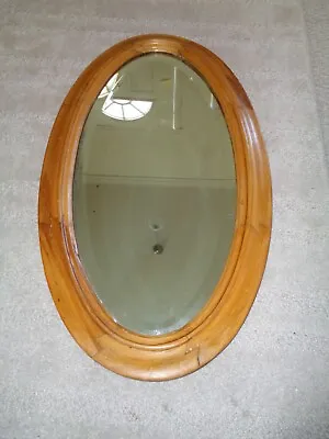 1900 Oak Cherrywood Oval Wall Frame Interlocking Wood Original Mirror Thick Mold • $172.49