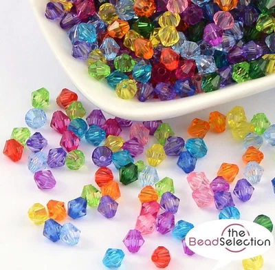 £2.99 • Buy ACRYLIC FACETED BICONE BEADS 4mm  6mm  8mm COLOUR CHOICE TOP QUALITY