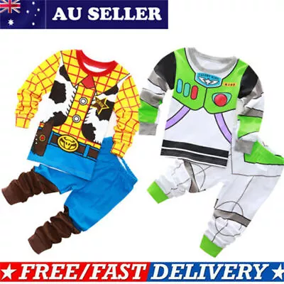 Kids Movie Toy Story Buzz Lightyear And Woody Pyjamas Set Tops Pants Sleepwear • $19.92