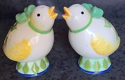 Lemon Chicks Icing On The Cake Salt N Pepper Shakers Set 2006 Blue Sky J McCall  • $14.99