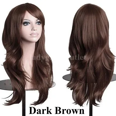 60-100cm Cosplay Wig Women Long Wavy Curly Straight Wig Modern Anime Party Black • $19.32