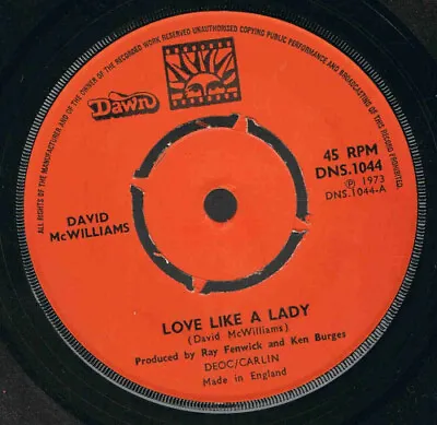 David McWilliams - Love Like A Lady (7 ) • £8.49