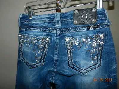 Miss Me Easy Boot Womens Medium Wash Jeans Size 27 Studs Bling On Pockets  • $24.99