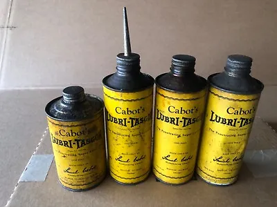 Lot Of 4  Vintage Oil Cans Various Size/shape  Cabot's Lubri-tasgon Bright Yello • $10