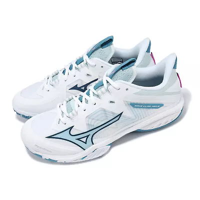 Mizuno Wave Claw Neo 2 Wide White Blue Men Badminton Sports Shoes 71GA2270-20 • $125.87