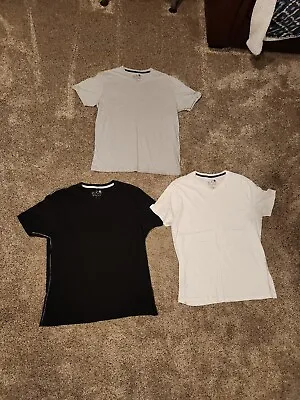 Lot Of 3 The Raw Uncut T Shirt V Neck Solid Black Gray White Soft Mens Large • $19.99