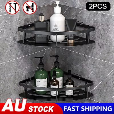 2x Bathroom Corner Shower Shelf Shampoo Soap Holder Rack Storage Organiser Shelf • $10.35