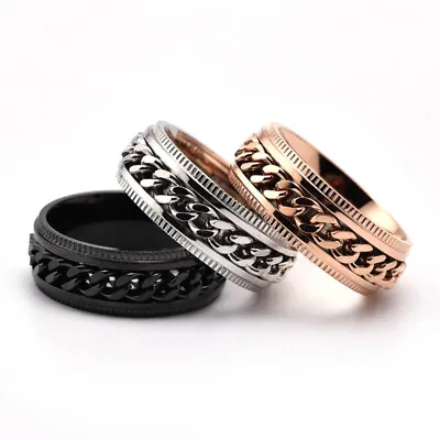 Retro Rotating Chain Gear Ring Titanium Steel Men's Dominant Ring US SIZE • $9.99