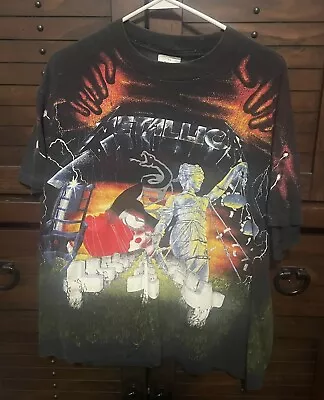 Vintage 1991 Metallica Master Of Puppets Concert Tour All Over Print XL Shirt. • $299