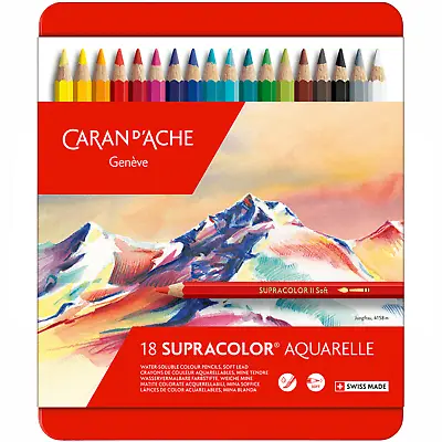 Caran D'Ache Supracolor Water Soluble Pencils Assorted Tin Of 18 • £35.99