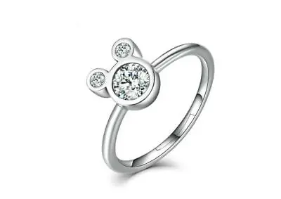 Disney Mickey Mouse Silver Pave Cubic Zirconia Adjustable Ring • $8.99