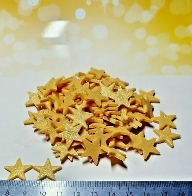 50 Larger Gold Sparkle Edible Stars Cake Cupcakes Sprinkles Glitter • £4.69