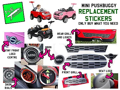 Replacement Stickers TO FIT Kids MINI COOPER PUSH BUGGY Car Ride Along W/ Handle • £2.25