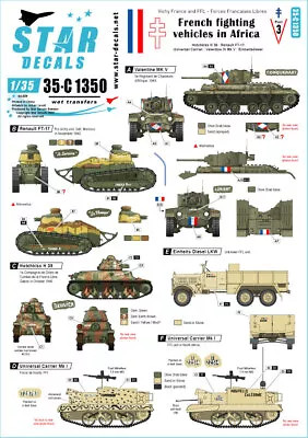 Star Decal 35-C1350 French Fighting Vehicles In Africa # 3. FFL - Forces  1/35 • £8.99